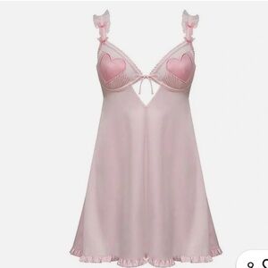NWT For Love And Lemons Pink Heart Chemise